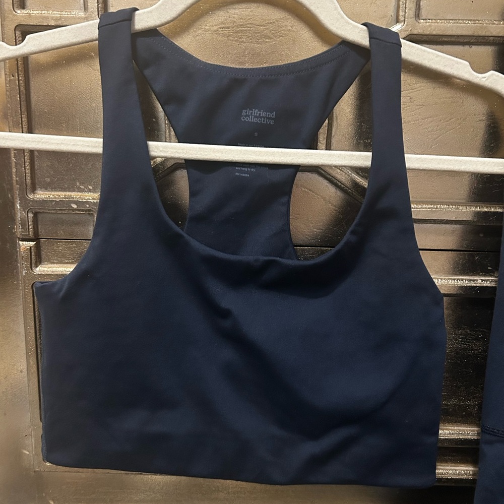 girlfriend collective Navy High-Waist Leggings & Matching Sports Bra Set - Picture 2 of 3